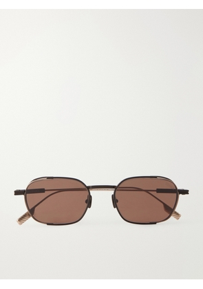 Zegna - Round-Frame Titanium Sunglasses - Men - Brown