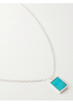 Mikia - Rectangle Sterling Silver Turquoise Necklace - Men - Blue
