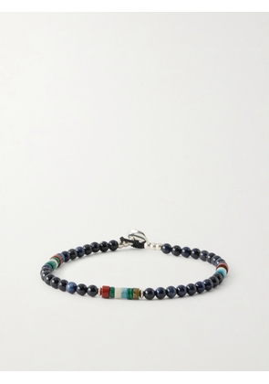 Mikia - Sterling Silver Multi-Stone Beaded Bracelet - Men - Blue - M