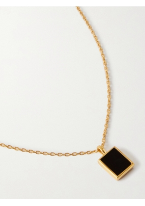 Mikia - Rectangle Gold-Plated Onyx Necklace - Men - Black