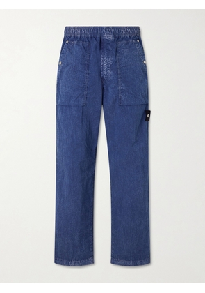 Stone Island - STONE ISLAND DENIM Straight-Leg Logo-Appliquéd Crinkled-Shell Trousers - Men - Blue - UK/US 30