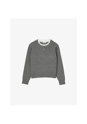Womens Sandro Contrast-Collar Relaxed-Fit Jersey Jumper
