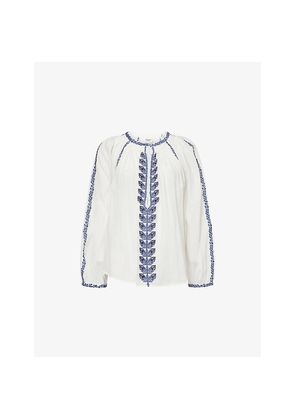 Womens Isabel Marant Etoile Lena Embroidered Cotton Top