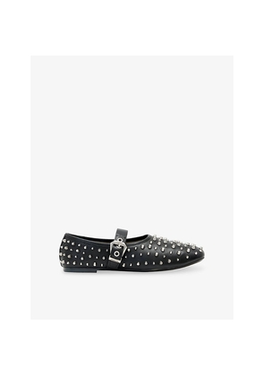 Womens Allsaints Sabine Stud Leather Ballet Flats