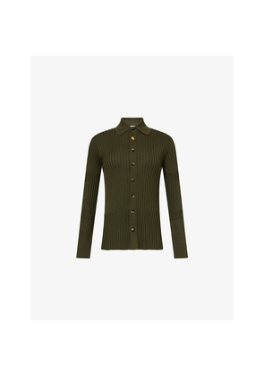 Womens Bottega Veneta Collared Button-Through Cashmere and Silk-Blend Top