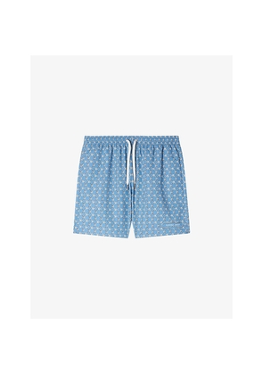 Mens Sandro Drawstring Chain-Print Woven Swim Shorts