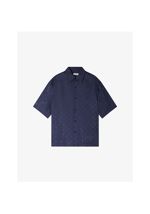 Mens Sandro Square-Cross Short-Sleeve Woven Shirt