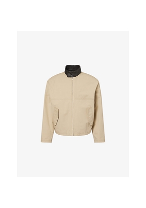 Mens Bottega Veneta Intrecciato-Collar Cropped Cotton Trench Coat