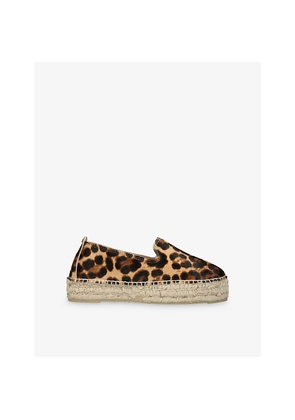 Womens Manebi Leopard Leather Espadrilles