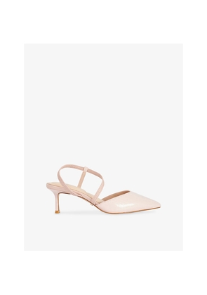 Womens Dune Charming Patent-Leather Heeled Sling-Back Courts