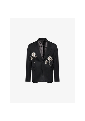 Mens Simone Rocha Jewel-Embellished Single-Breasted Wool-Blend Blazer