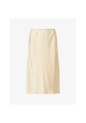 Womens Vince Pull-On Satin Midi Slip Skirt