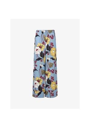Womens Marni Floral Wide-Leg Satin Trousers