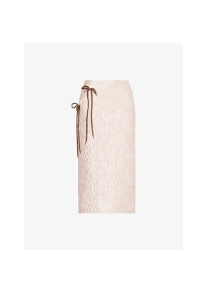 Womens Simone Rocha Floral-Print Quilted Satin Pencil Skirt
