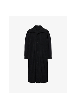 Mens Homme Plisse Issey Miyake Collared Long-Line Knitted Jacket