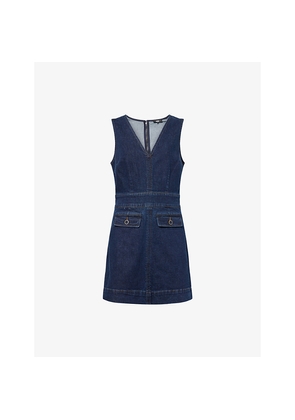 Womens Paige Sylvia V-Neck Denim Mini Dress