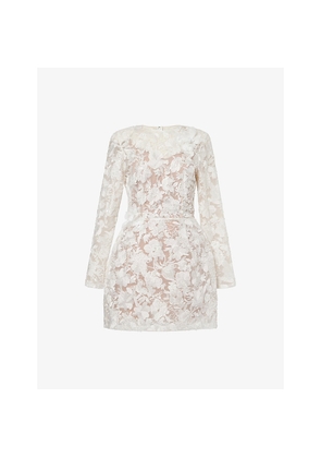 Womens Nadine Merabi Sienna Embroidered Mesh Mini Dress