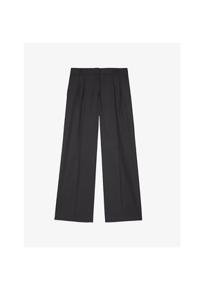 Womens The Kooples Wide-Leg Mid-Rise Wool Trousers