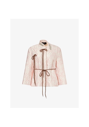 Womens Simone Rocha Floral-Print Quilted Satin Jacket