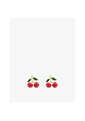 Womens Coach Cherry Gold-Plated Brass Resin Stud Earrings