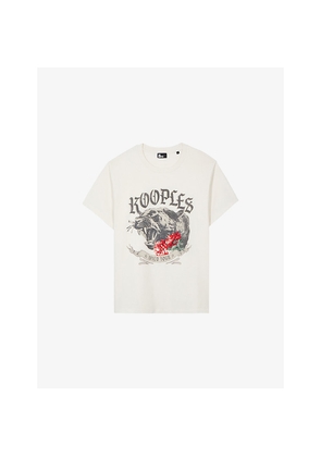 Womens The Kooples Logo-Print Short-Sleeve Cotton T-Shirt
