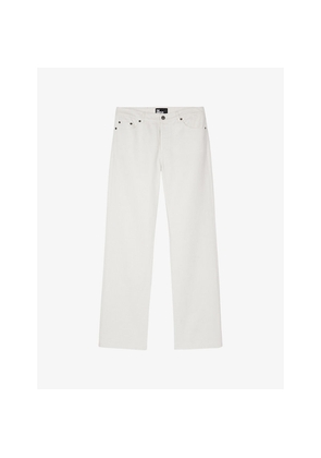 Womens The Kooples Wide-Leg Mid-Rise Coated Cotton Jeans