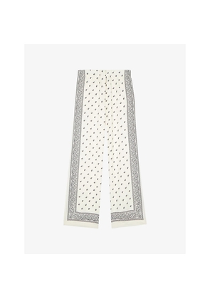 Womens The Kooples Graphic-Print Elasticated-Waist Woven Trousers