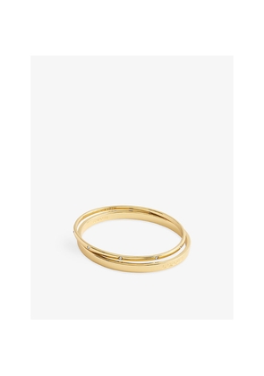 Womens Coach Essential Logo Gold-Plated Brass Bangle Set