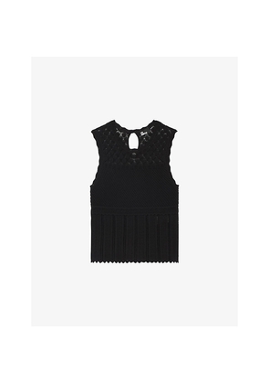 Womens The Kooples Sleeveless V-Neck Knitted Top