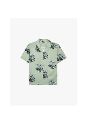 Mens The Kooples Floral-Print Short-Sleeve Woven Shirt