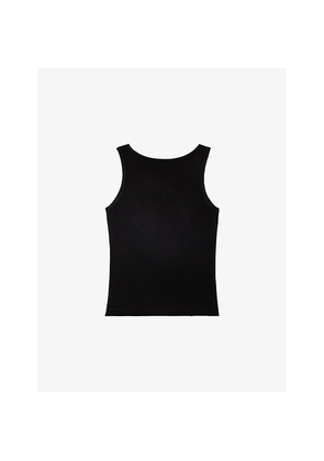 Womens The Kooples Sleeveless Chain-Embellished Stretch-Woven Top
