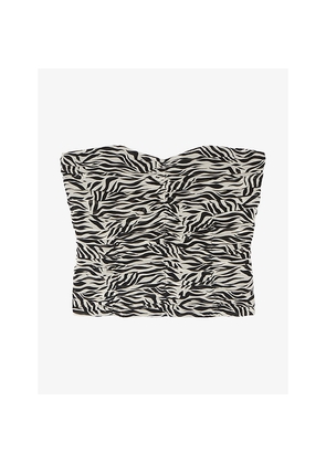 Womens The Kooples Strapless Graphic-Print Woven Bustier Top