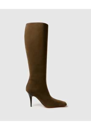 Stella McCartney - Square-Toe Suede Knee-High Stiletto Boots, , Size: 37