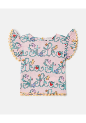 Stella McCartney - Stella Vine Cap-Sleeve Top, Woman, Pink/Multicolor, Size: 5