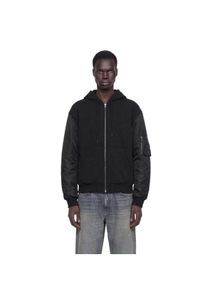 Jersey and Nylon Zip-Up Hoodie