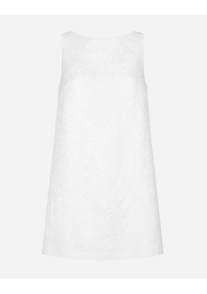 Dolce & Gabbana Short Brocade Dress With Back Neckline - Woman Dresses White 36