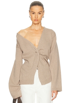 Rohe Off Shoulder Wrap Cardigan in Light Taupe - Taupe. Size 38 (also in ).