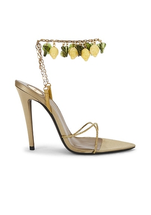 Saint Laurent Mon Cheri Chain Sandal in Amande  Lemon Mix  & Jonquil - Metallic Gold. Size 37.5 (also in ).
