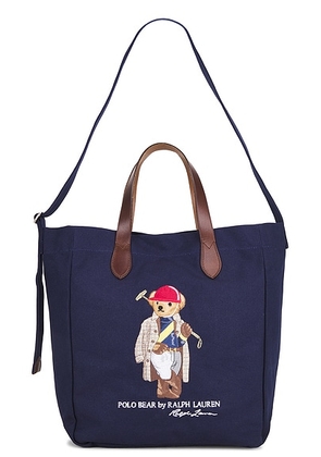 Polo Ralph Lauren Canvas Leather Novelty Polo Society Bear Large Tote in Newport Navy - Navy. Size all.