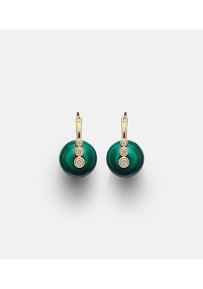 Sydney Evan 14kt gold earrings with diamonds and malachites