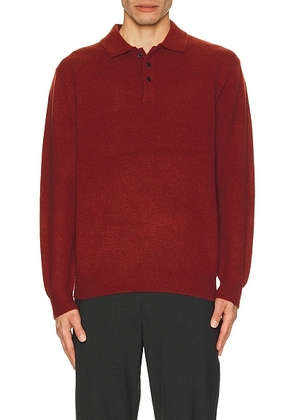 Beams Plus Knit Polo 9g Sweater in Burgundy - Red. Size L (also in M, S).
