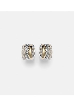 David Yurman DY MercerÂ® sterling silver and 18kt gold huggie earrings with diamonds
