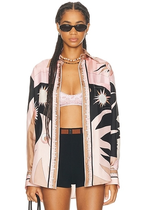 Emilio Pucci Button Up Top in Nude - Pink. Size L (also in M, S).