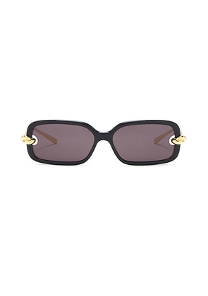 Bottega Veneta Knot Rectangular Sunglasses in Black & Grey - Black,Metallic Gold. Size all.