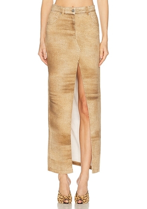 Blumarine Denim Skirt in Amphora Beige & Toffee - Brown. Size 42 (also in ).