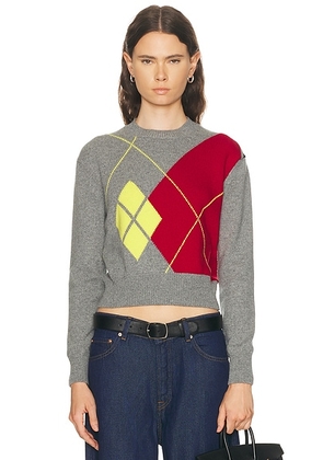 McQueen Crewneck Sweater in Grey  Red  & Yellow - Grey. Size 38 (also in 40, 42).