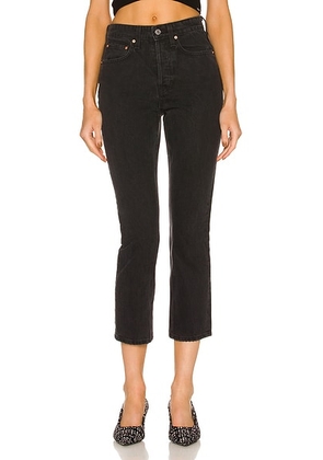 GRLFRND Karolina High Rise Straight Crop Jeans in East Side - Black. Size 30 (also in ).
