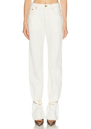 DARKPARK Cuff Adorned Slim Straight Leg in Washed White - White. Size 25 (also in 29).