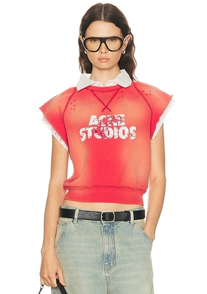 Acne Studios Frayser Sleeveless Sweatshirt in Red & White - Red. Size L (also in M, S, XS).