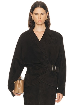 DARKPARK Cindy Suede Contour Jacket in Dark Brown - Chocolate. Size M (also in S).